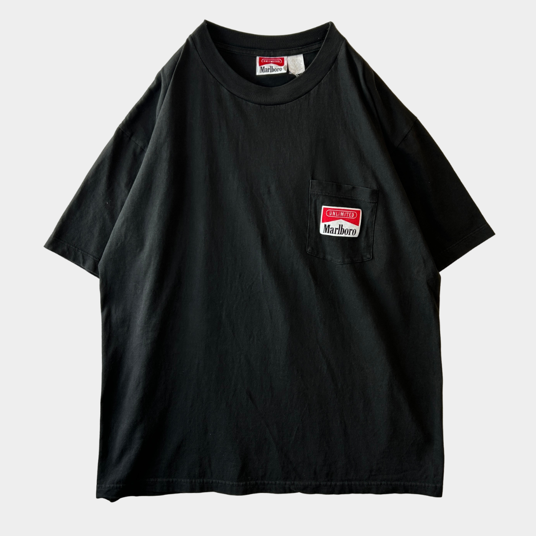 90's Marlboro Unlimited マルボロ トレインTシャツ 企業Tシャツ タバコ 黒(One Size)/C0990T-SO