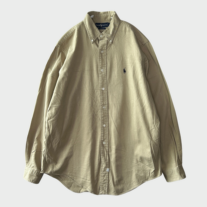 00's Ralph Lauren ラルフローレン 無地シャツ ベージュ (L)/A7944SH-SO