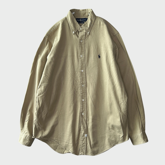 00's Ralph Lauren ラルフローレン 無地シャツ ベージュ (L)/A7944SH-SO