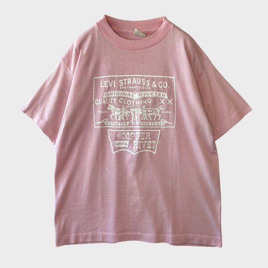 80's HEF-T Levi's リーバイス ロゴTシャツ ピンク (L) /A7269T-SO