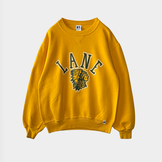 90's Russell Athletic ラッセル スウェット LANE インディアンヘッド 黄色(M)/A5246S-SO