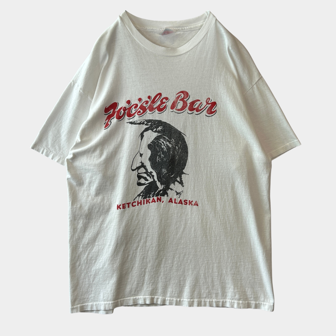 ９0's Fo'c'sle Bar トリックアート スーベニアTシャツ Hanes 白(XL)/C0918T-SO