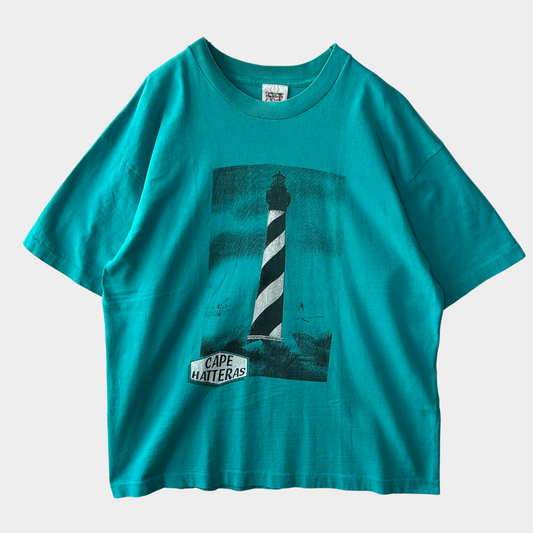 90's Collegiate Pacific CAPE HATTERAS ハッテラス岬 灯台Tシャツ (XL)/B2047T-SO
