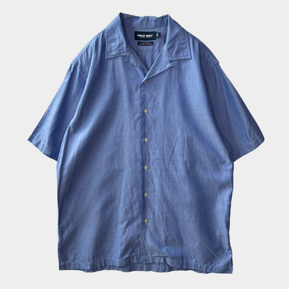 90's POLO GOLF ラルフローレン CALDWELL オープンカラーシャツ ヘリンボーン (M)/A3007SH-SO