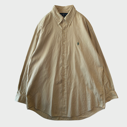 00's Ralph Lauren ラルフローレン YARMOUTH ストライプシャツ ベージュ・ホワイト (XL相当) /B4087SH-SO