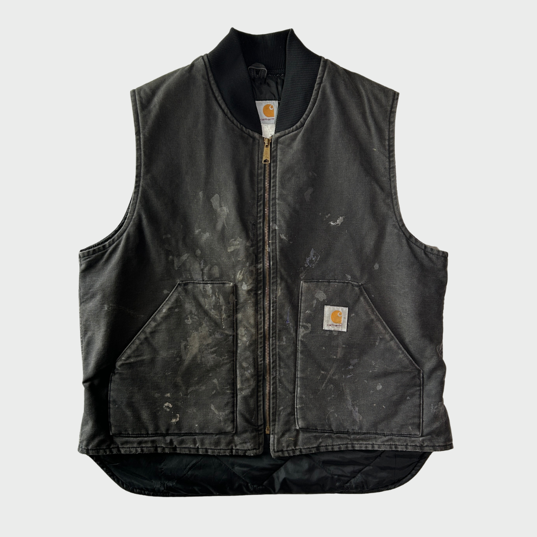 90's Carhartt カーハート ダックベスト U01 BLK ワークベスト(XL)/B3398V-SO