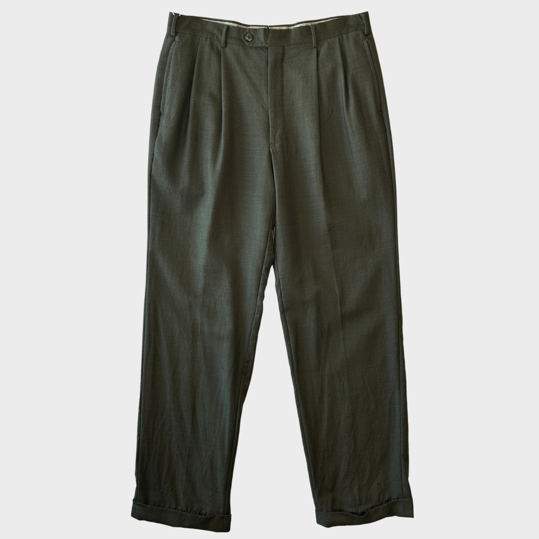 90's GIORGEO CARRELI 2タック スラックス カーキ (34) /B0165P-SO