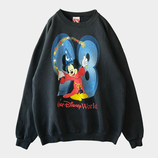 90's Walt Disney World  ミッキーマウス ファンタジア 98’ プリントスウェット 黒(XXL)/C0326S-SO