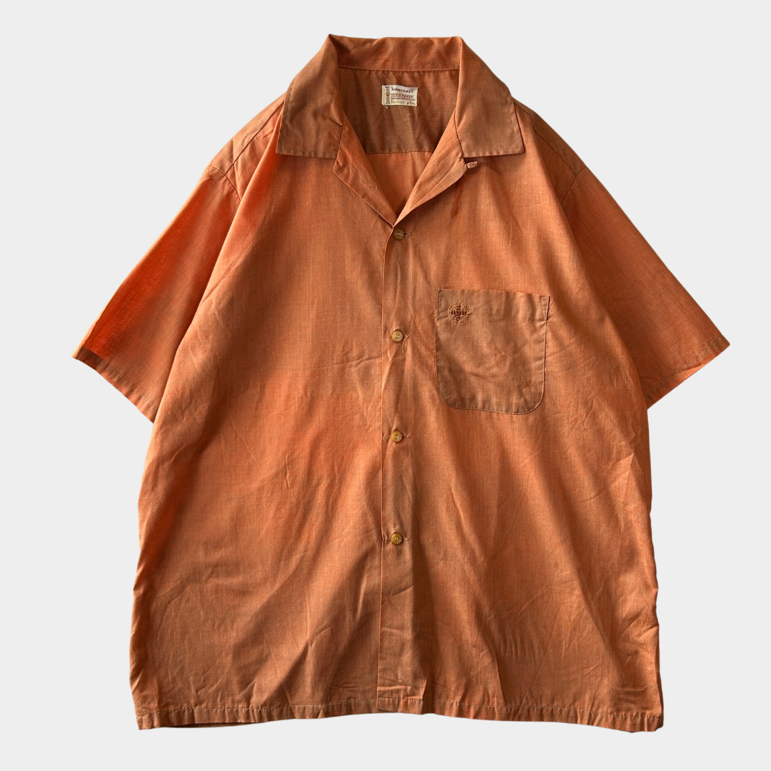 60's~70's Towncraft タウンクラフト 半袖 オープンカラーシャツ 無地 (L)/C00978SH-SO