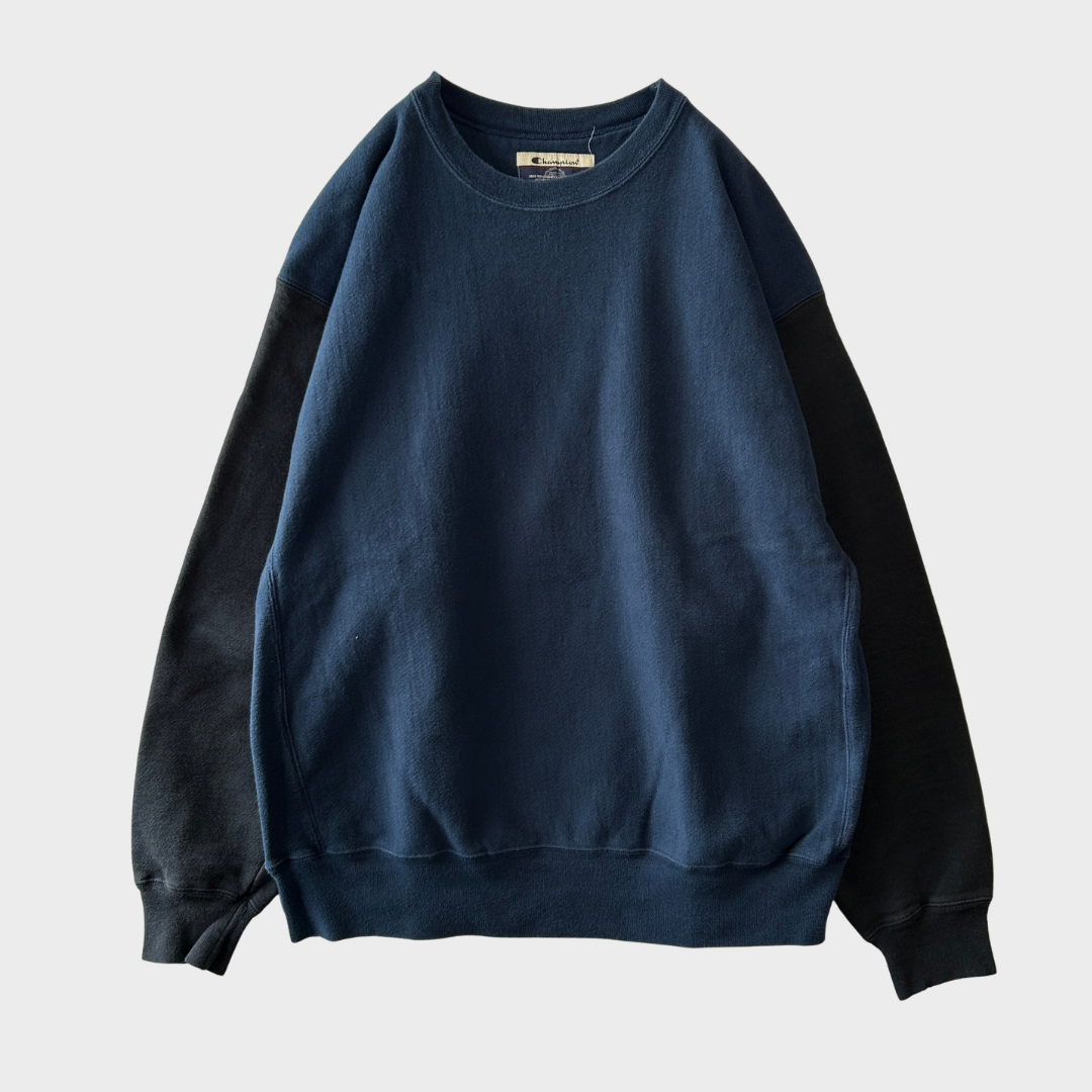 00's Champion Reverse Weave プレミアム リバースウィーブ 袖切り返し スウェット ネイビー (XL) /C1587R-SO