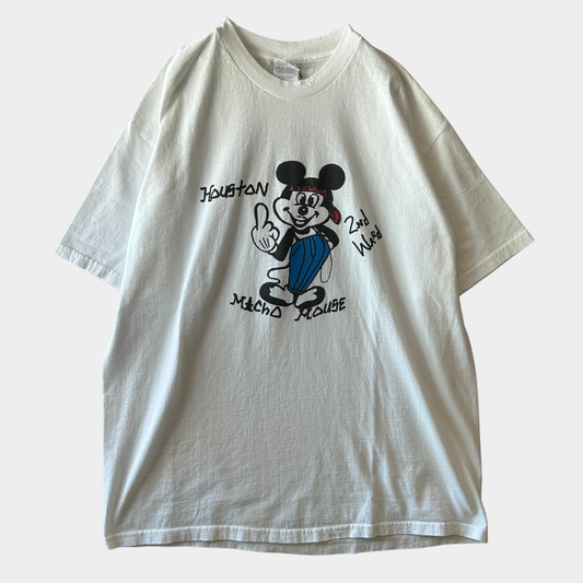 00's Hanes Mickey Mouse Macho Mouse ミッキーパロディーTシャツ スーベニア 白 (XL)/B3562T-SO