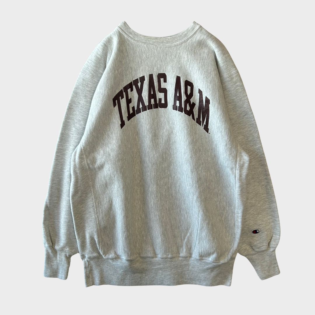 00's Champion Reverse Weave リバースウィーブ TEXAS A&M カレッジスウェット アッシュグレー (XXL) /A9643S-SO