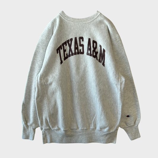 00's Champion Reverse Weave リバースウィーブ TEXAS A&M カレッジスウェット アッシュグレー (XXL) /A9643S-SO