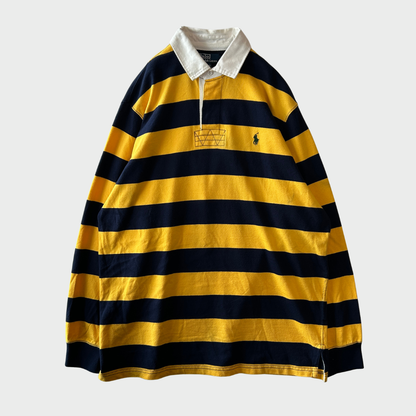 00's Polo by ralph lauren ラルフローレン ボーダーラガーシャツ ネイビー×黄(L)/B0537T-SO