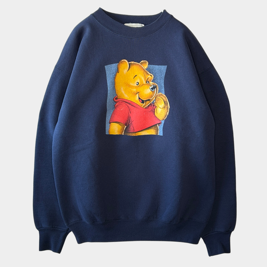 90's Disney くまのプーさん キャラクタースウェット 紺 (M)/B0752S-SO