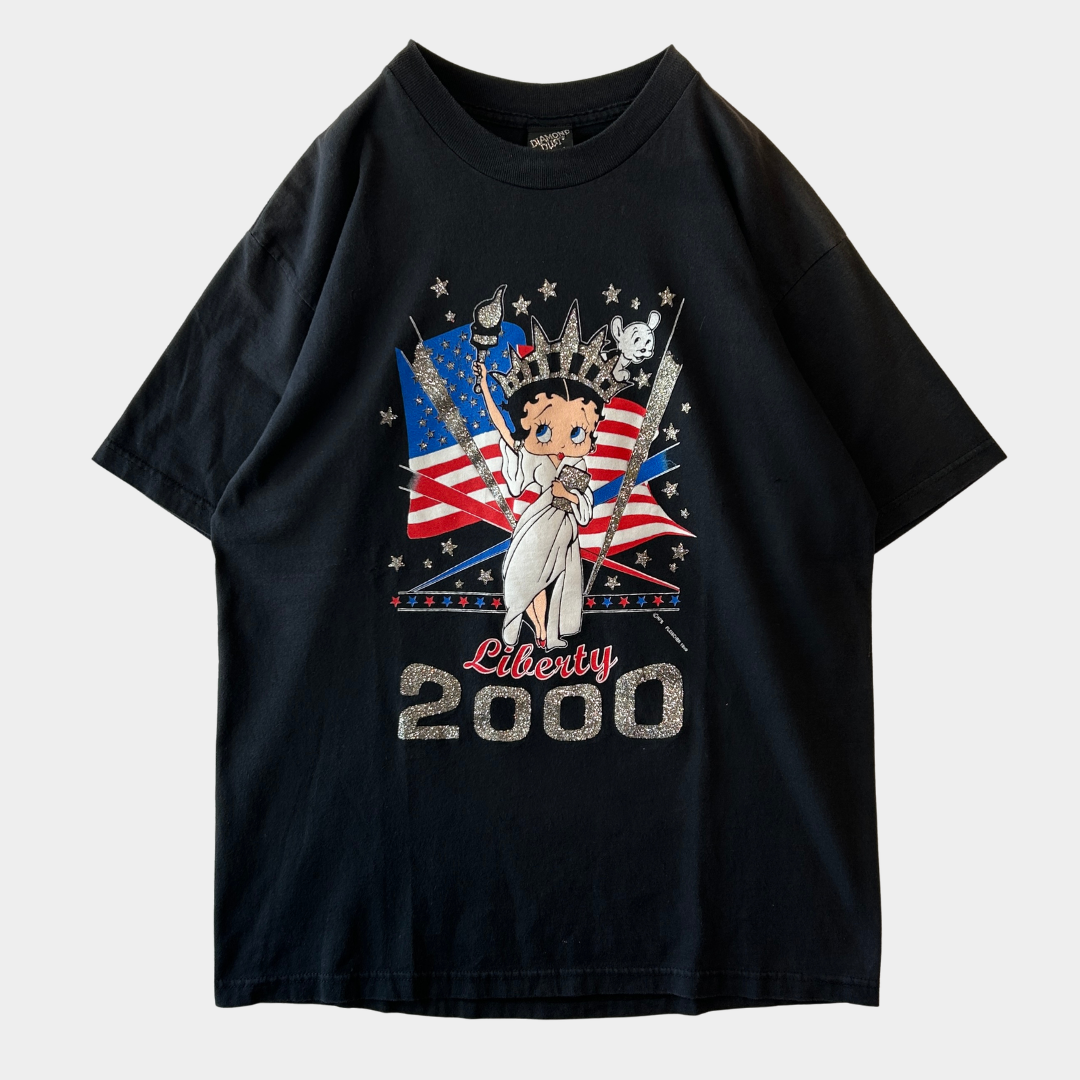 00's Betty Boop ベティ・ブープ Liberty2000 ラメTシャツ Diamond Dust USA製 (L)/B3573T-SO