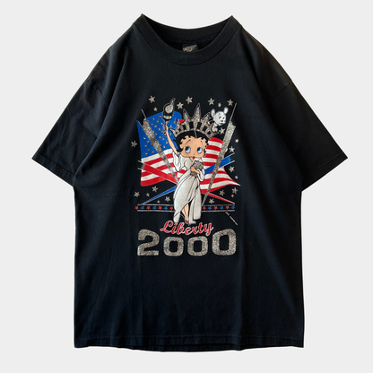 00's Betty Boop ベティ・ブープ Liberty2000 ラメTシャツ Diamond Dust USA製 (L)/B3573T-SO