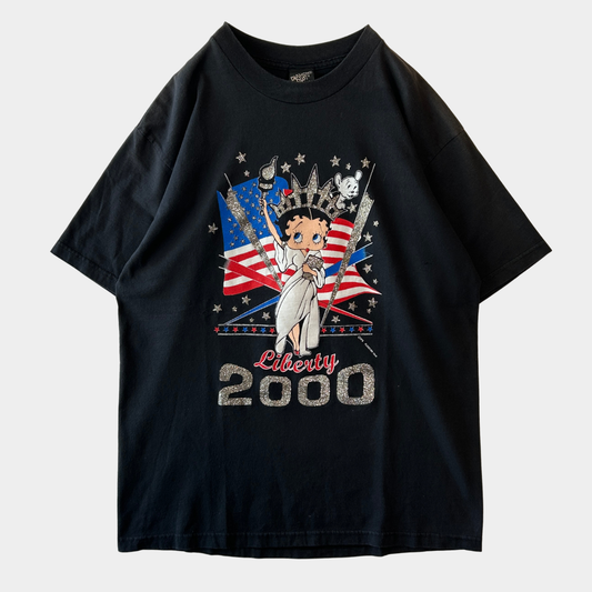 00's Betty Boop ベティ・ブープ Liberty2000 ラメTシャツ Diamond Dust USA製 (L)/B3573T-SO