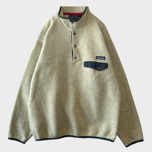 90's Patagonia パタゴニア スナップTシンチラ フリース  アイボリー (M) /C0215F-SO
