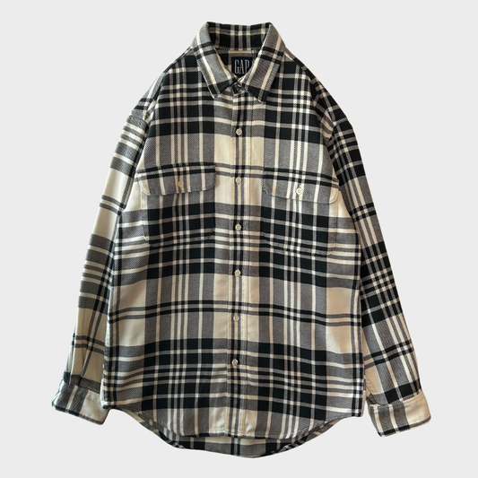 90's OLD GAP ギャップ チェック フランネルシャツ 白黒 (推定M) B4120SH-SO