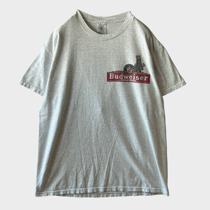 90's DELTA Budweiser バドワイザー カメレオン イタチ プリント企業Tシャツ グレー系 (L)/B3650T-SO