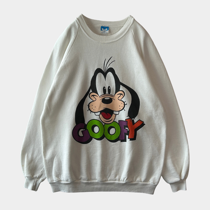 80's~ Disney ディズニー "Goofy" グーフィー キャラクタースウェット ホワイト/A8091S-SO