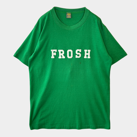 80's Jerzees ”FROSH”フロッキープリントナンバリングTシャツ 緑(L)/A7066T-SO
