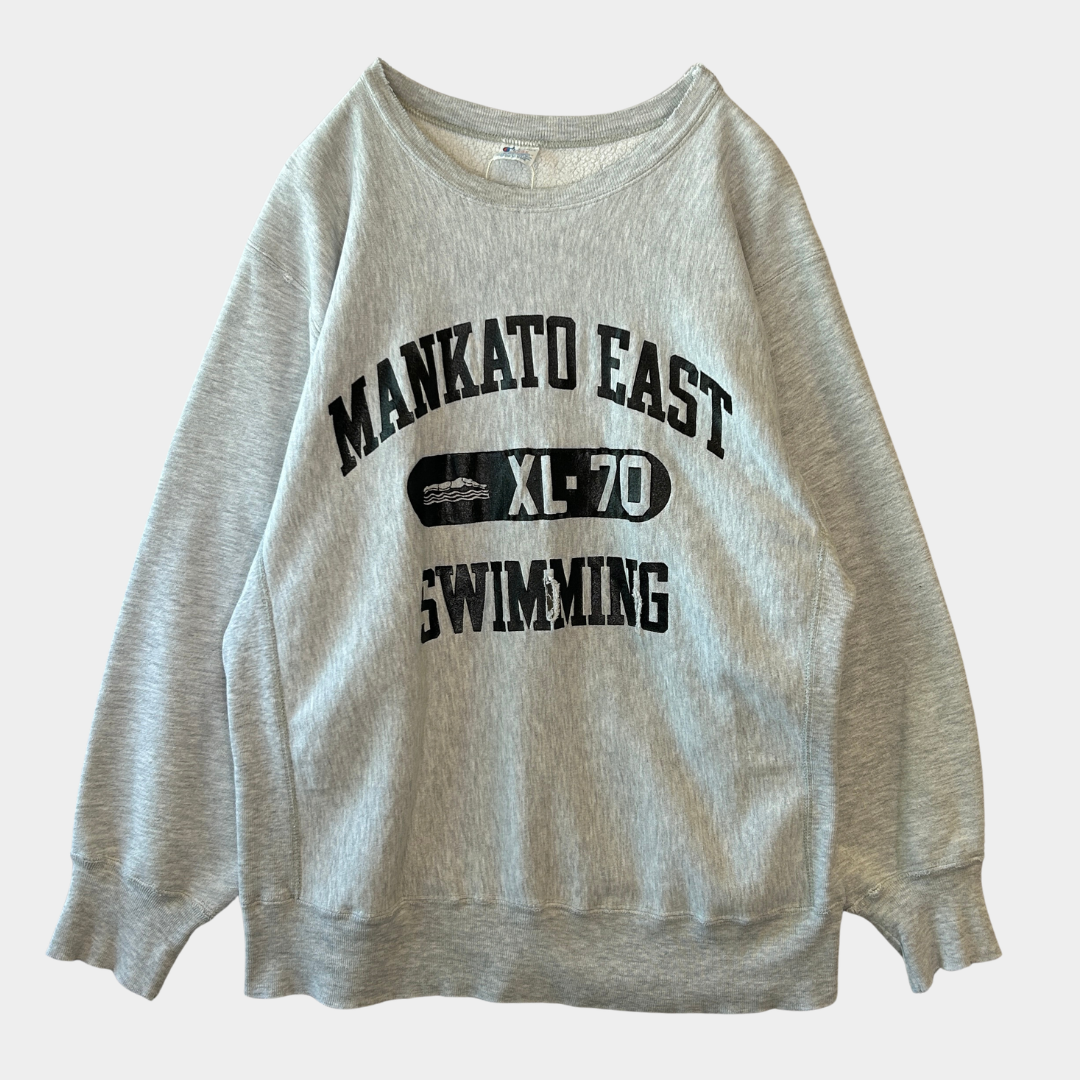 80's Champion Reverse Weave  リバースウィーブ MANKATO EAST SWIMMING カプセル３段プリント グレー(XL)/C0942R