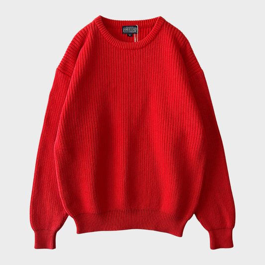 90's Lands'end ランズエンド コットンニット 赤 (M)/A8833K-SO