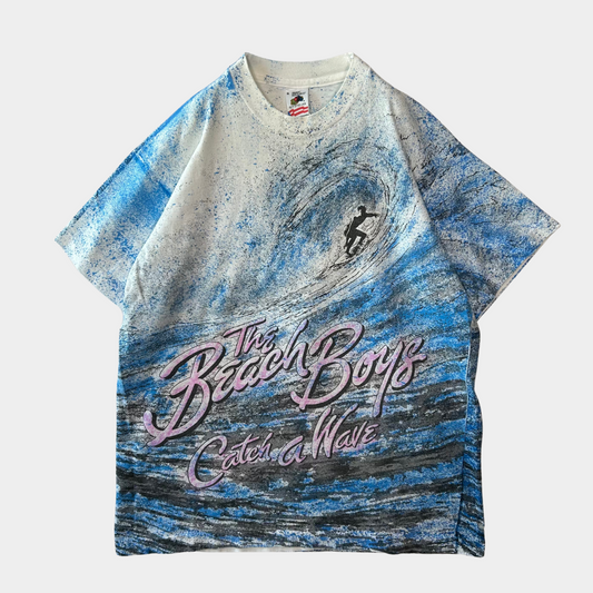 90's Fruit of The Loom The Beach Boys Catch a Weave サーフィン オールオーバープリントTシャツ(XL)/A6424T-SO