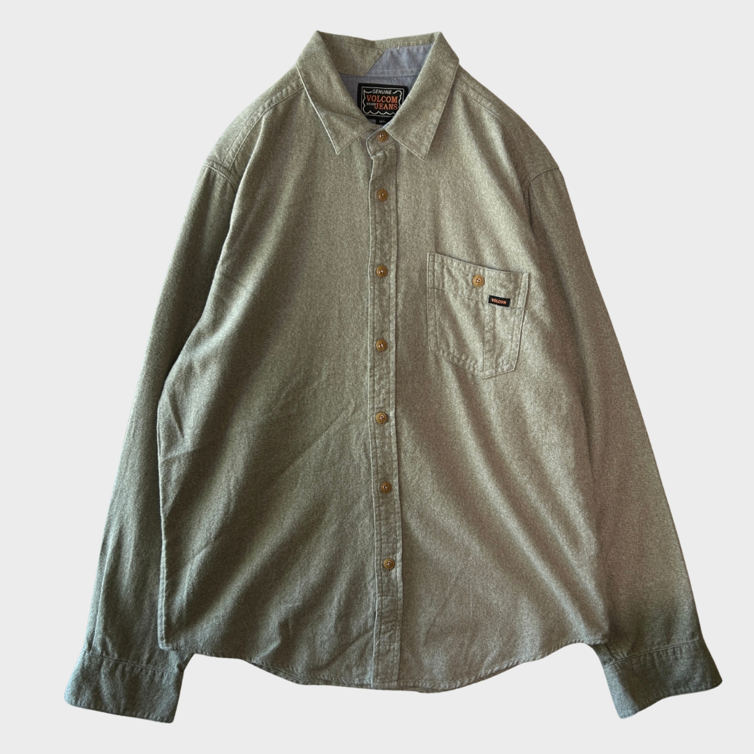 00's VOLCOM ボルコム GENUINE VOLCOM BRAND JEANS "POWELL L/S" フランネルシャツ セージグリーン (M)/B4191SH-SO
