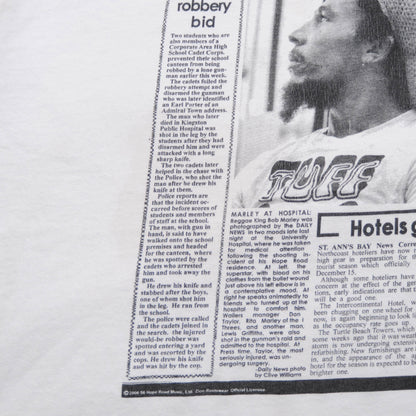 Bob Marley The Jamaican DailyNews"MARLEY SHOT"Tシャツ　白(XXL)/A2729T