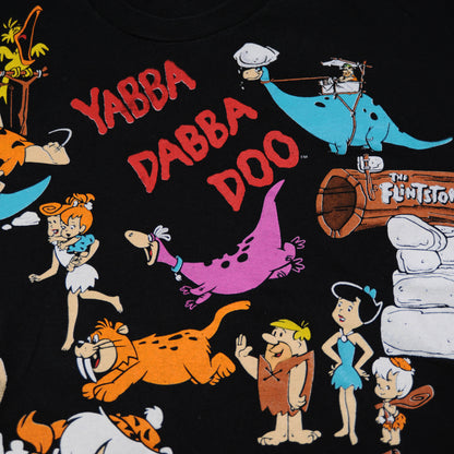 90's THE FLINTSTONES"YABBA DABBA DOO" キャラクターT 黒 (L)/A3540T-S