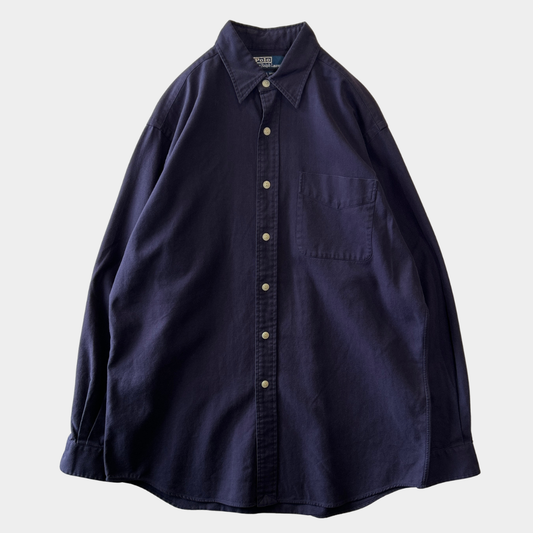 90's Polo by Ralph Lauren ラルフ　"Lowell Sport" コットンヘリンボーンシャツ(M)/C1431SH-SO