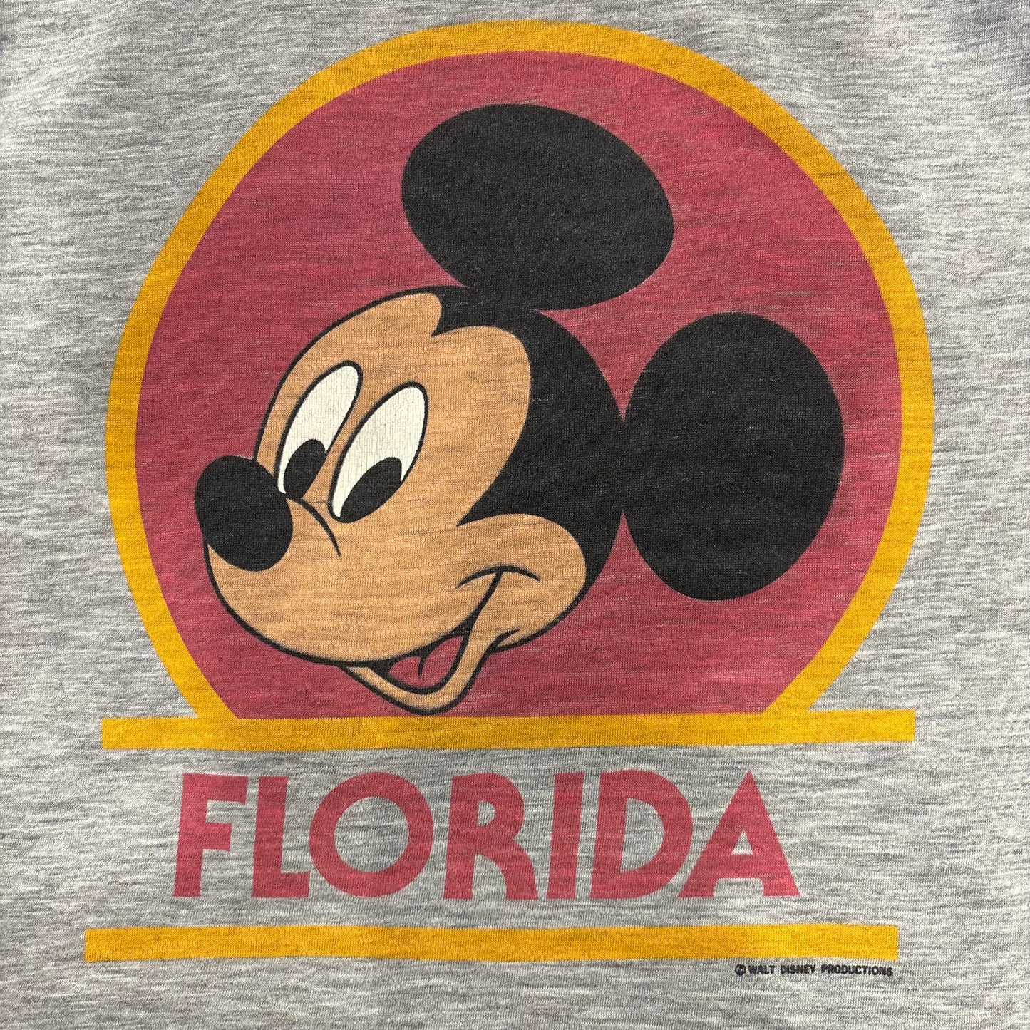 80's Disney Mickey Mouse "FLORIDA"キャラクターTシャツ グレー (L)/B3924T-SO