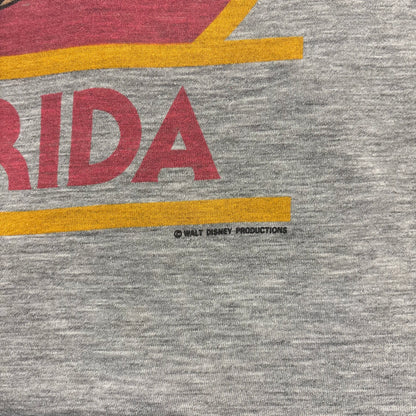 80's Disney Mickey Mouse "FLORIDA"キャラクターTシャツ グレー (L)/B3924T-SO