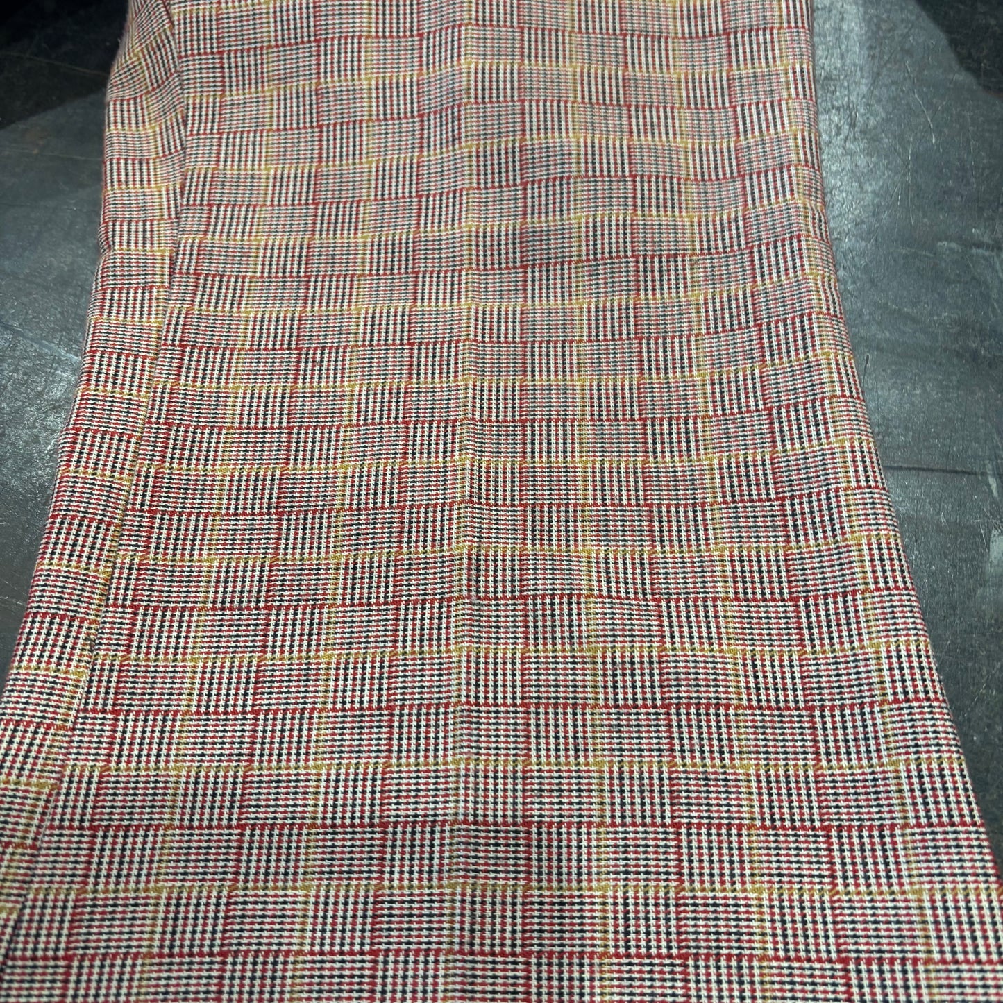 80's チェック柄 フレアスラックス ベルボトム  赤系 (サイズ不明) /B0393P-SO