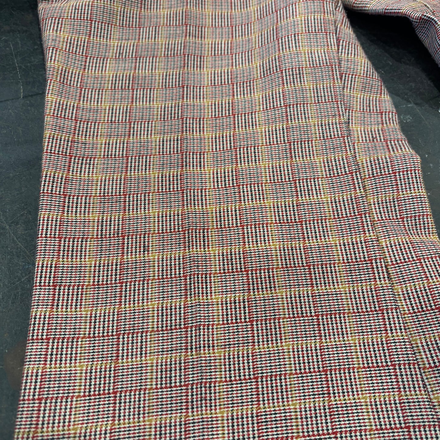 80's チェック柄 フレアスラックス ベルボトム  赤系 (サイズ不明) /B0393P-SO