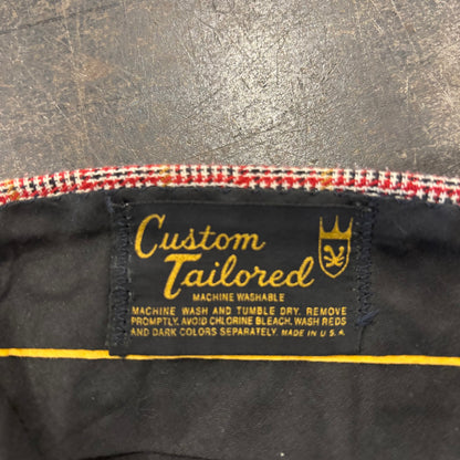 80's チェック柄 フレアスラックス ベルボトム  赤系 (サイズ不明) /B0393P-SO