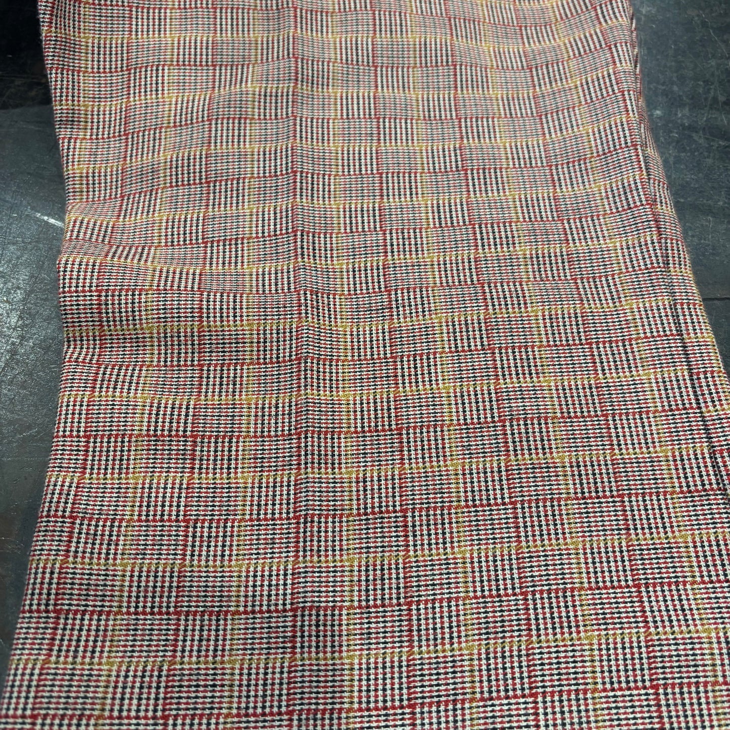 80's チェック柄 フレアスラックス ベルボトム  赤系 (サイズ不明) /B0393P-SO