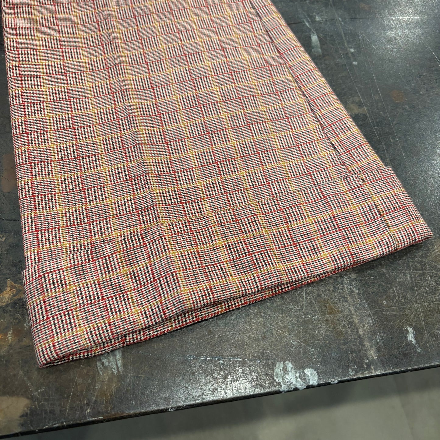 80's チェック柄 フレアスラックス ベルボトム  赤系 (サイズ不明) /B0393P-SO