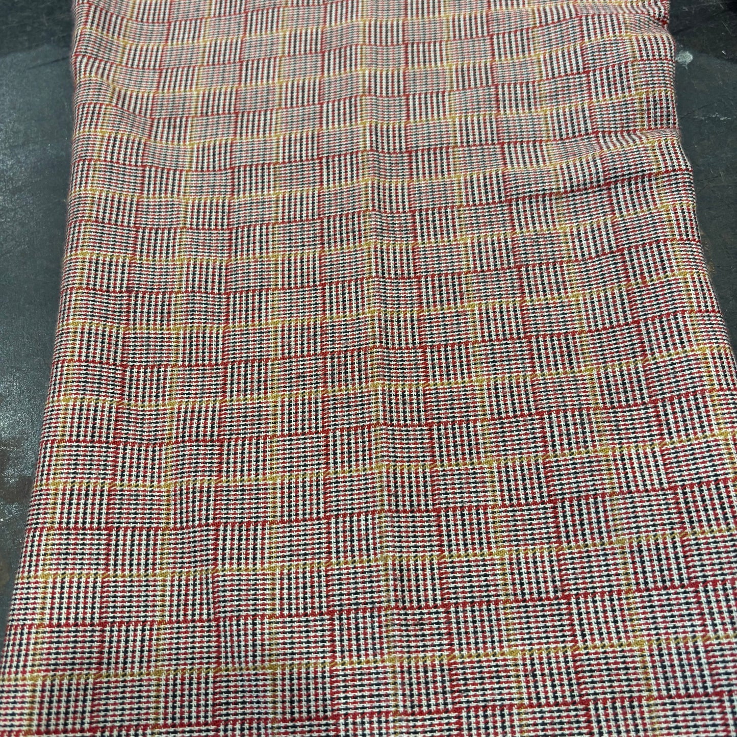 80's チェック柄 フレアスラックス ベルボトム  赤系 (サイズ不明) /B0393P-SO