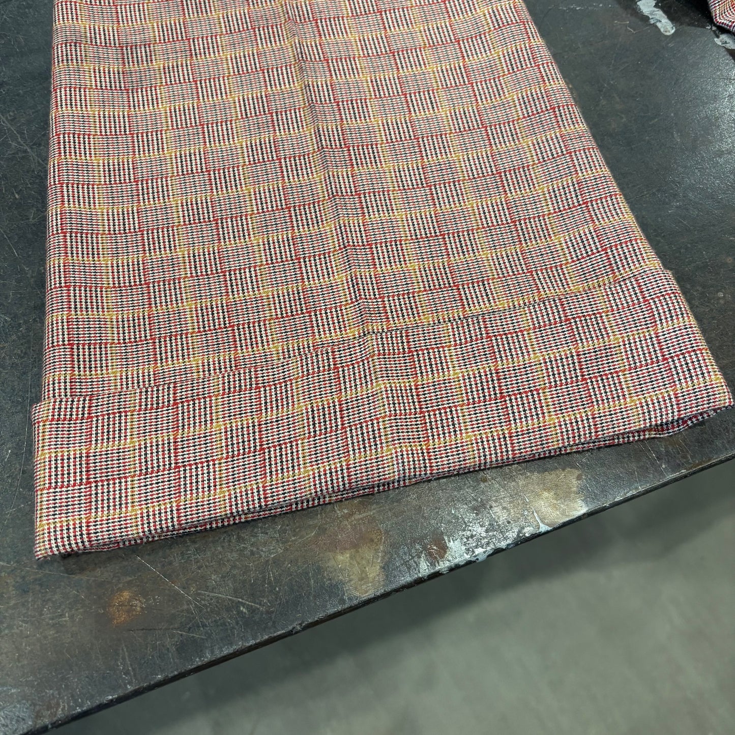 80's チェック柄 フレアスラックス ベルボトム  赤系 (サイズ不明) /B0393P-SO