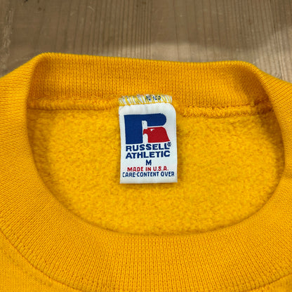 90's RUSSELL ATHLETIC "STILLWATER PIONEERS" カレッジ スウェット イエロー (M)/A6712S-SO