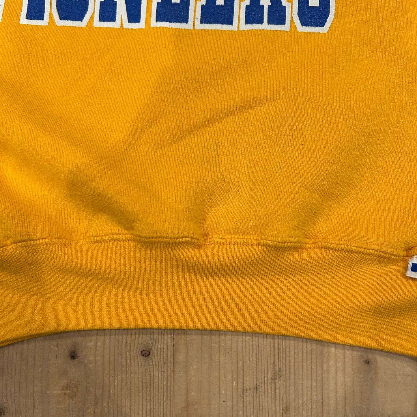 90's RUSSELL ATHLETIC "STILLWATER PIONEERS" カレッジ スウェット イエロー (M)/A6712S-SO