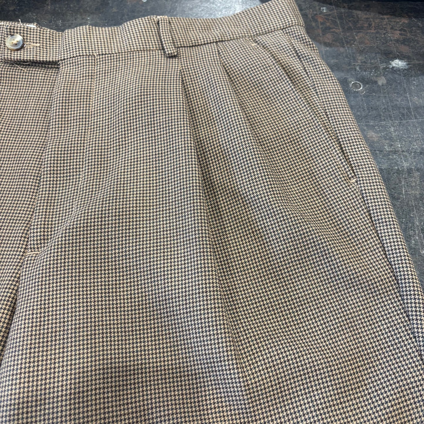 00's GRANT THOMAS 千鳥格子柄 2タック ウールスラックス ベージュ (W36/L30) /B3454P-SO