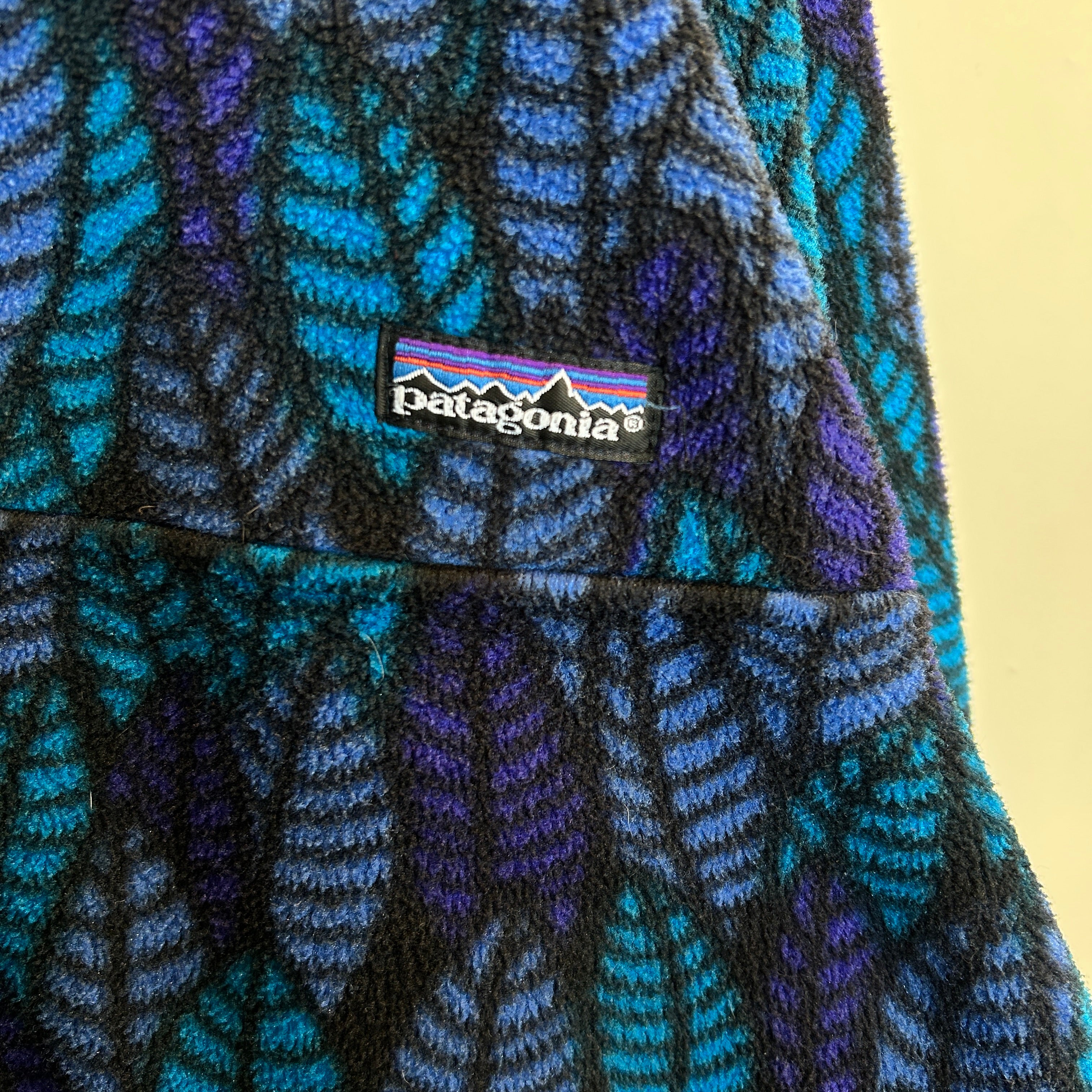 90's Patagonia パタゴニア スナップT リーフ柄 ブルー USA製(L