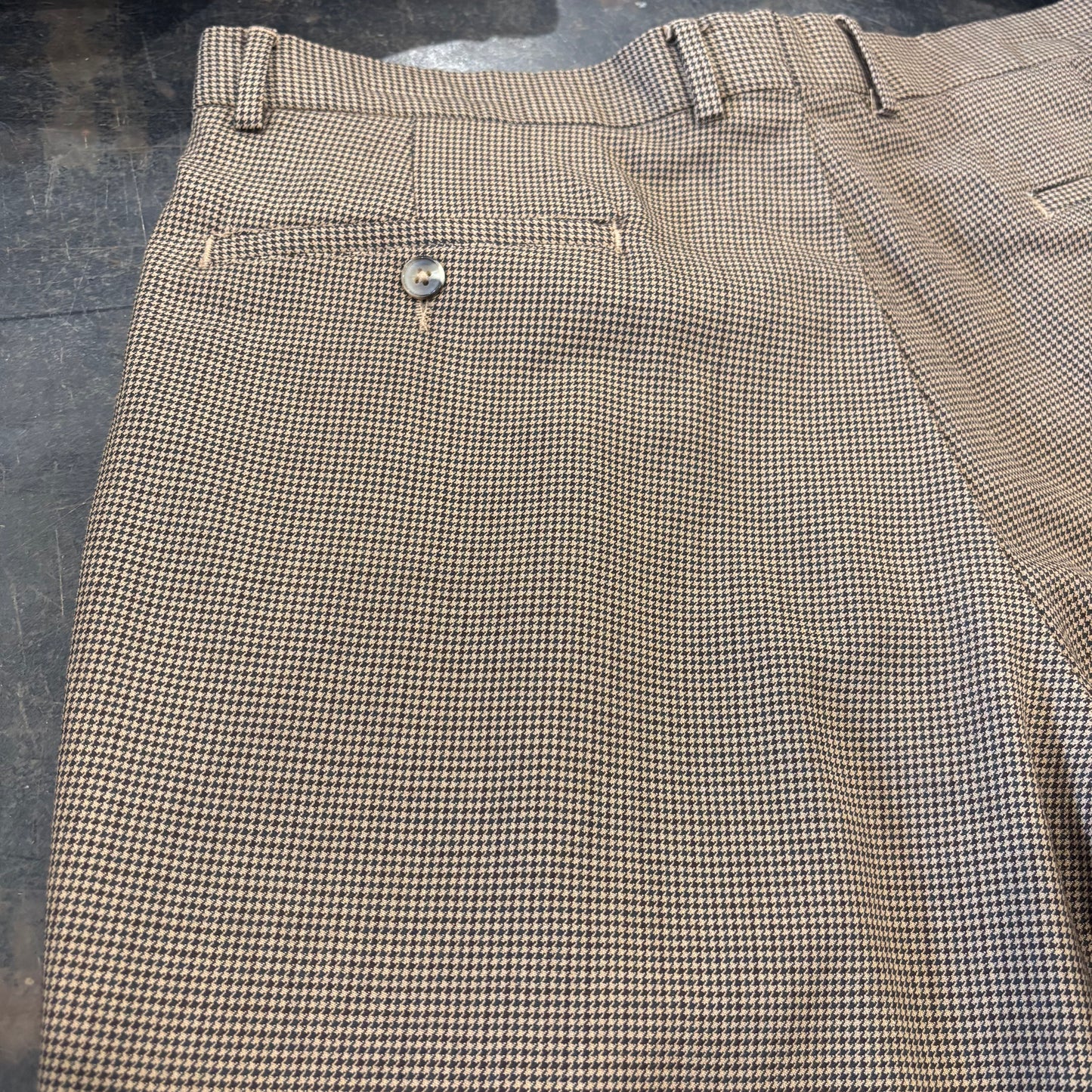 00's GRANT THOMAS 千鳥格子柄 2タック ウールスラックス ベージュ (W36/L30) /B3454P-SO