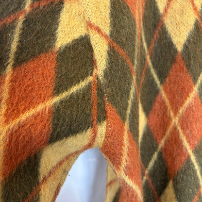 60~70's Sears アーガイル モヘアカーディガン 黄カーキオレンジ (M)/A9298K-SO