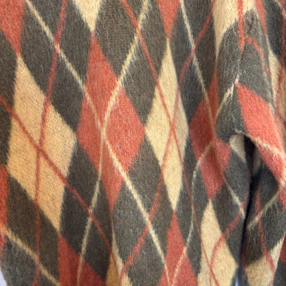 60~70's Sears アーガイル モヘアカーディガン 黄カーキオレンジ (M)/A9298K-SO